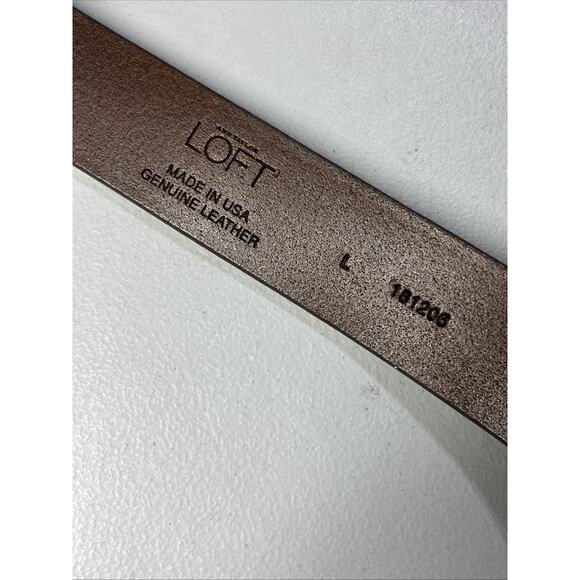 LOFT Leather Belt Womens Large Brown Silver Tone Buckle and Keeper Made in USA - Picture 7 of 8